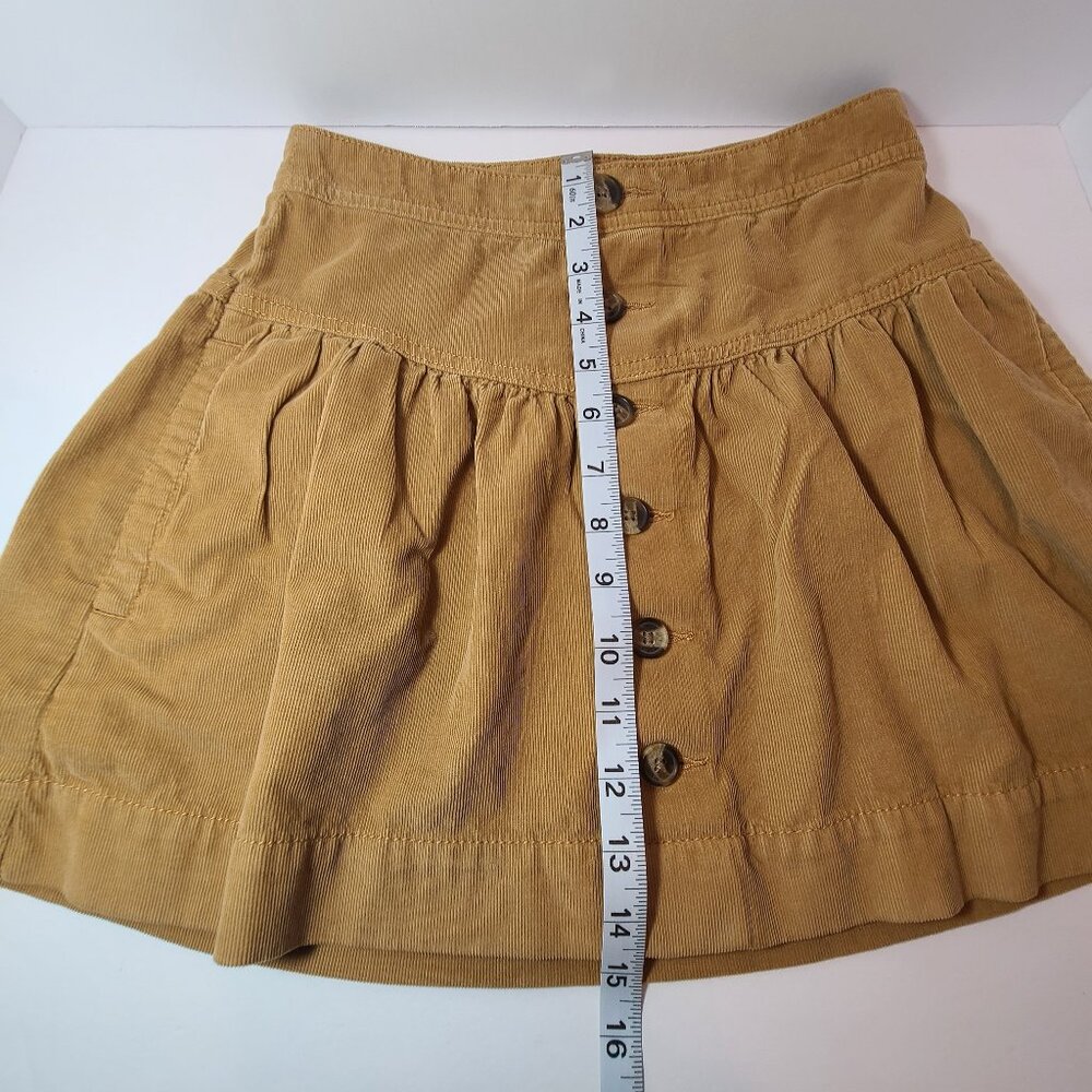 American Eagle Corduroy Button Front Mini Skirt – Mustard Gold, Size 000 - Picture 8 of 8